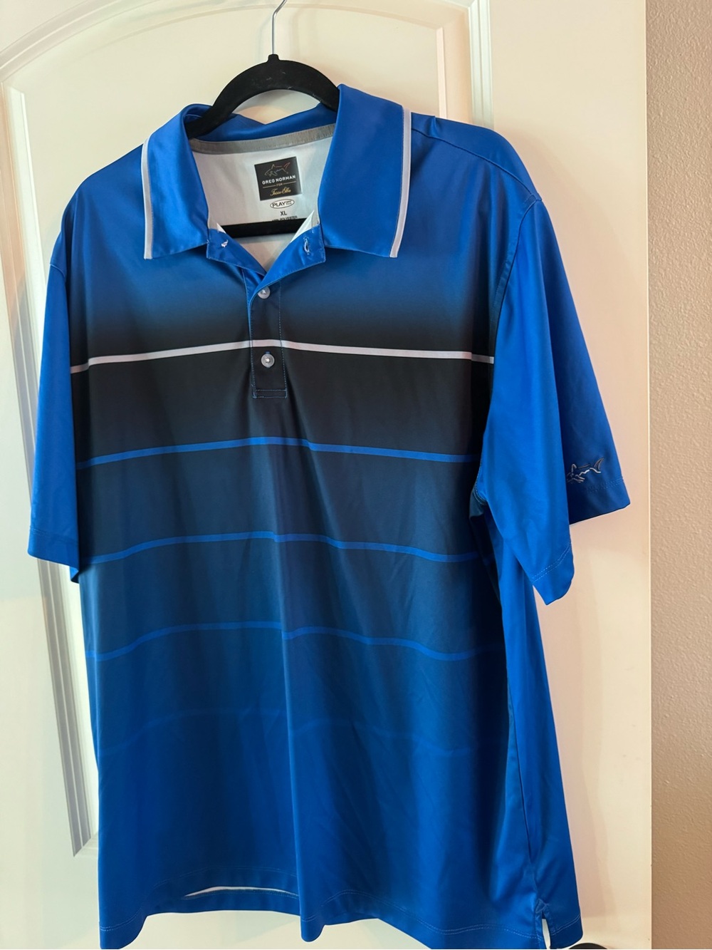 Greg Norman Men's Blue Gradient Performance Polo Shirt - Golf Polo